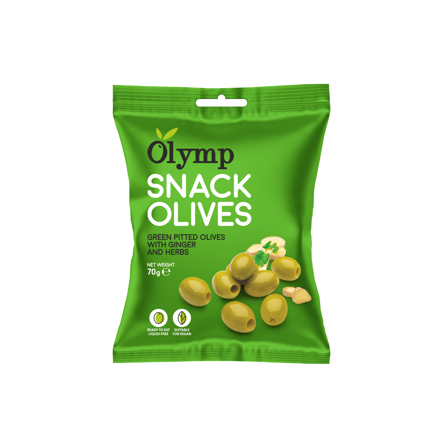 Olymp Snack zelené olivy so zázvorom a bylinkami